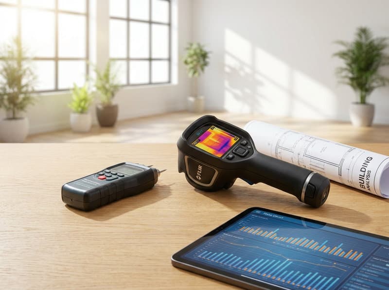Thermografie Kamera mit Zubehör auf Tisch